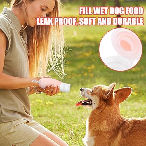 Refillable Silicone Travel Bottle for Dog 3oz (90ml) | Small Refillable Squeeze Bottles with Carabiner | Food-Safe Material
