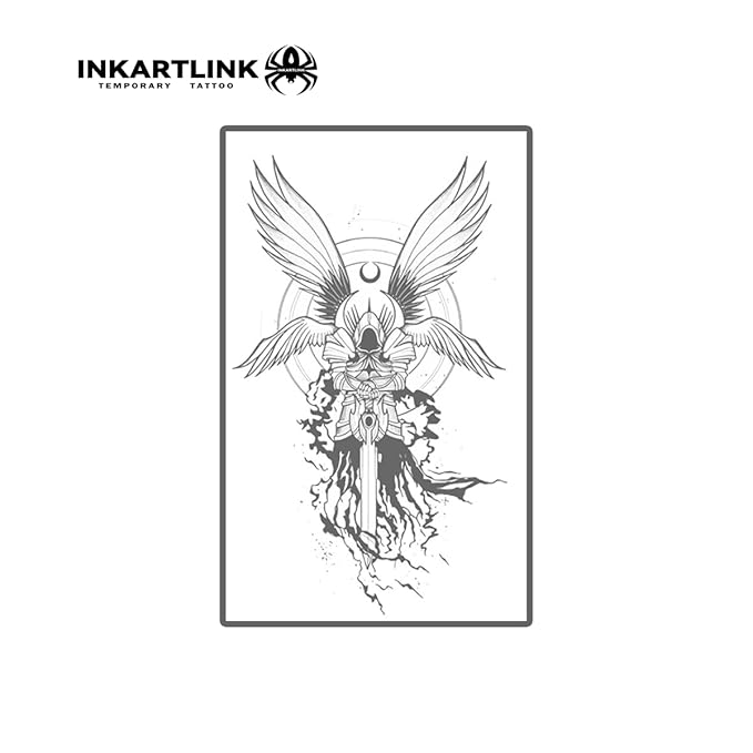 INKARTLINK Semi Permanent Tattoo, Temporary Tattoo, Beautiful and Realistic Design, Fun Tattoo Experience, Cruelty-free, Non-reflective, Waterproof (Angel Comes 3)