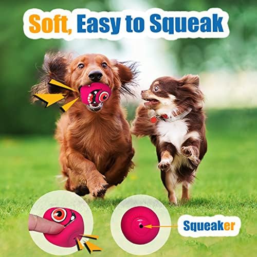 HOLYSTEED Latex Squeaky Dog Toys for Small Dogs, Mini Breed, 1.73" Egg Ball