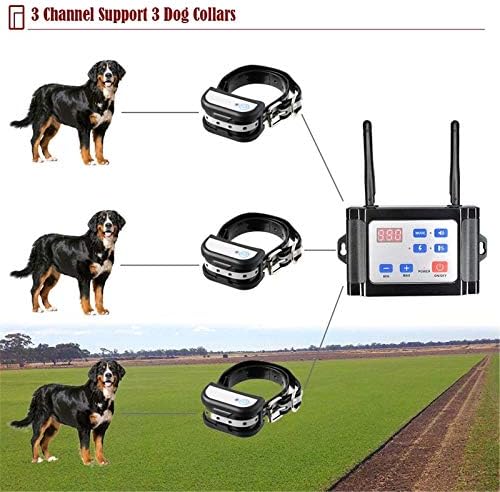 Wireless Dog Fence & Dog Training 2 in 1 System,Electric Wireless Fence Container for Dogs with Remote, Adjustable Range Control & Display Distance, Waterproof Reflective Stripe Collar for All Dogs,fo