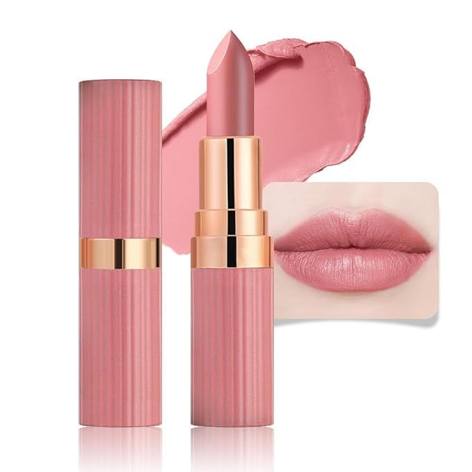 Nude Lip Stick,Matte Cream Lipstick Set for Women,Long Lasting Waterproof Smudge Proof Velvet lipsticks Crayon,Lip Makeup Kit Travel Size,Vegan & Cruelty-free (Pack of 1)