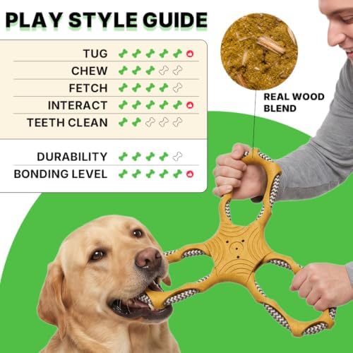 3 Way Doy Toys, Dog Tug Toy for Multiple Dogs, Dog Chew Toys, Yellow