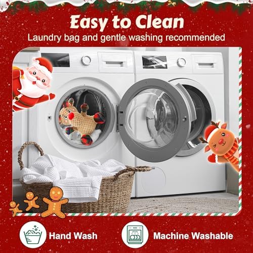 Newget Christmas Squeaky Dog Toys, Plush Dog Chew Toys with Crinkle Paper