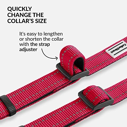 Reflective Dog Collar, Quick-Release Buckle (Pink, 14-18 Inch)