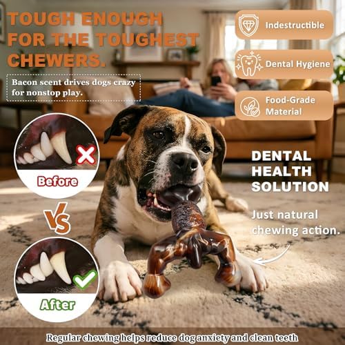 MOXIKIA Heavy Duty Dog Chew Toy for Aggressive Chewers, Medium Large Breed