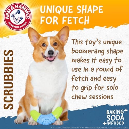 Arm & Hammer Scrubbies Boomerang Dental Chew Toy, Adult, Large, 7 in