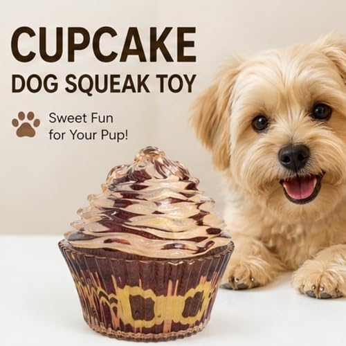 Molaxpet Squeaky Dog Toy Cupcake Rubber Interactive Chew Toy for Pet Dogs