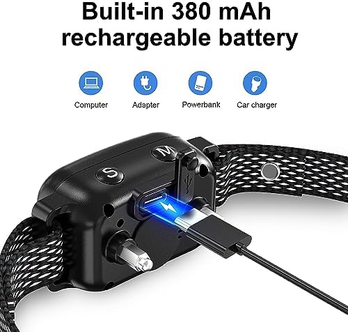 Dog Bark Colla，Rechargeable Anti Barking Training Collar for Large Medium Small Dogs，7 Sensitivity and 9 Intensity Levels Shock Mode，Smart Bark Training Collar with Beep Vibration Shock