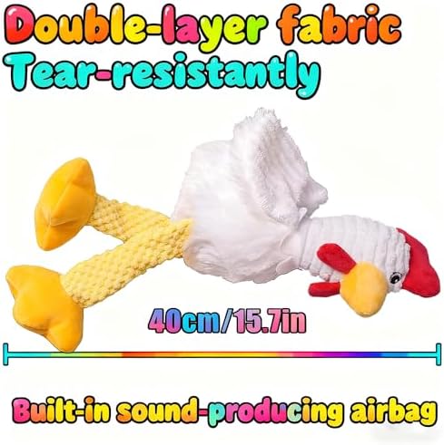 EMMA COLE Squeaky Plush Dog Toy with Soft Durable Fabric for Small, Medium and Large Pets Interactive Toy for Indoor Play, Supports Active Biting and Play (Chicken)