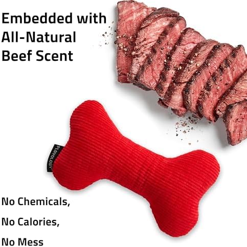 Playology Durable Plush Bone Toy - Crinkle Bone - Jumbo, Beef Scent