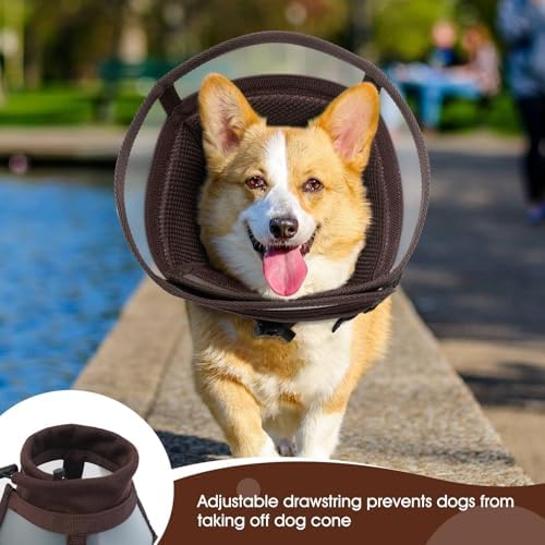 Soft Fold-Over Anti-Lick Dog Cone, Comfortable E-Collar for Medium Dogs