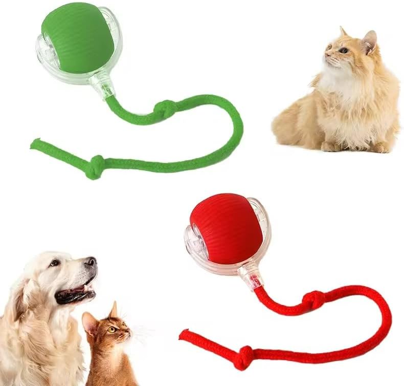 2025 Interactive Cat Toys for Indoor Cats - Toys Ball with Tail, Realistic Bird Chirping, Smart Obstacle Avoidance and Auto Restart,Cat Puzzle Toys for Bored Indoor Adult Cats and Dog (RED)