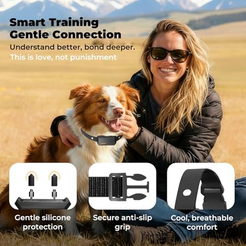 2-in-1 Dog Shock Collar with Remote Control and Automatic Bark Mode - Electric Training Smart Anti Barking Collars for Small Medium Large Dogs E-Collar (5-150Lbs) Waterproof
