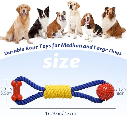 Aitmexcn Dog Rope Toy, Interactive Tug of War Toy for Medium and Large Dogs