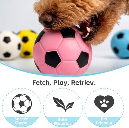 12 Pack 2 Inch Squeaky Dog Soccer Ball Toys, Soft Latex for Small Dogs