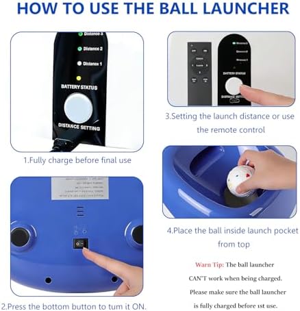 Large Automatic Dog Ball Launcher, Dog Ball Throw Launcher, 3 Adjustable Distance 40-80FT, with 6 2.5-inch ETPU Balls, for Medium & Large Dogs, Indoor and Outdoor Remote Control Interactive Dog Toys