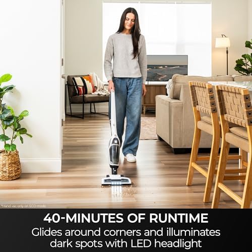 Kenmore 200 Series Cordless Stick Vacuum Lightweight Cleaner | 2-Speed Power Suction LED Headlight 2-in-1 Handheld for Hardwood Floor, Low Pile Carpet & Pet Hair