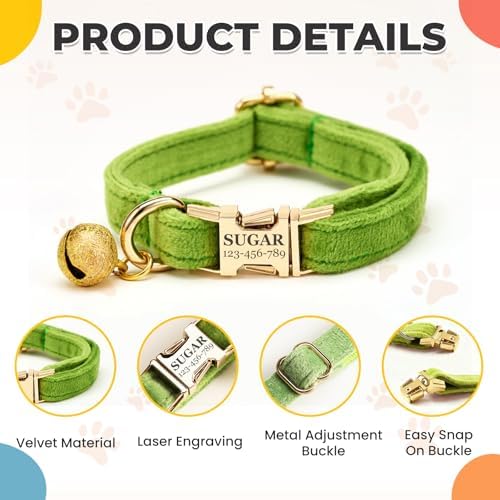 Personalized Cat Collar Custom Engraved with Name - Adjustable Cat Collar & Leash Set with Phone Number, Custom Cat Collar Chain, Unique Gift for Your Cat