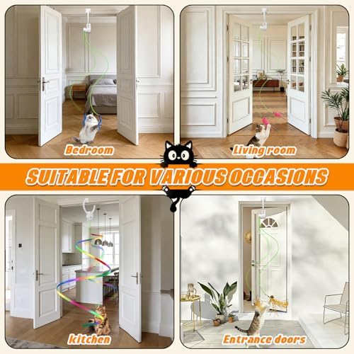 Automatic Interactive Cat Toy Rechargeable, Hanging Cat Toy, Cat Door Toy, Cat Enrichment Toys for Indoor Cats & Kitten, Doorway Electric Cat Teaser for Exercise, Boredom Relief & Fun Games