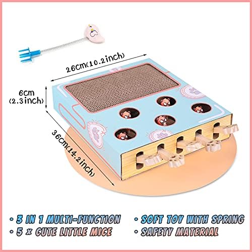 Enrichment Toys for Indoor Cats with cat Scratching pad, Cat Cardboard Box to Make Lots of Fun, cat Interactive Toy to Relieve Boredom and Train IQ