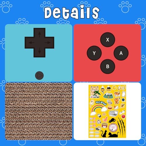 Gaming Cat Scratcher, Double Sided Cat Scratching Pad with Stickers