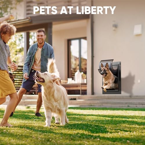3-Flap Insulated Aluminum Extra Large Dog Door for Wall | Heavy-Duty Telescoping Tunnel, Magnetic Design, Dual Security Locks & Closing Panel, Dustproof, Rustproof, Pets Up to 220 lbs