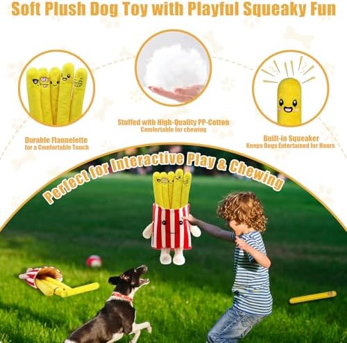 YZHDUXIU Dog Squeak Toys 5 Pack Christmas French Fry Plush Chew Small Dogs