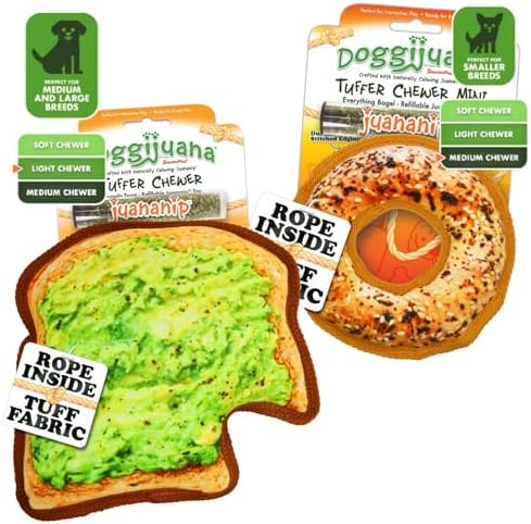 Doggijuana Avocado Toast & Everything Bagel Dog Toy Bundle | 2 Pack