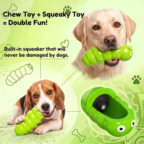 Squeaky Dog Chew Toys, Interactive Tough Indestructible Dog Toys for Aggressive Chewers, Medium to Large Dogs, Indoor & Outdoor Use