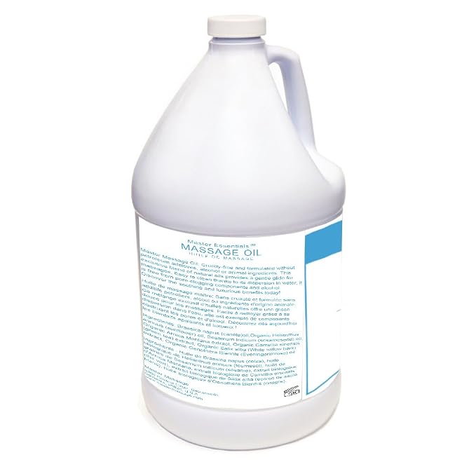 Master Massage Unscented Organic Massage Oil - Water-Soluble, Vitamin-Rich, Skin-Nourishing Formula, Ideal for Professionals and Home Use, 1-Gallon Bottle, Pack of 1