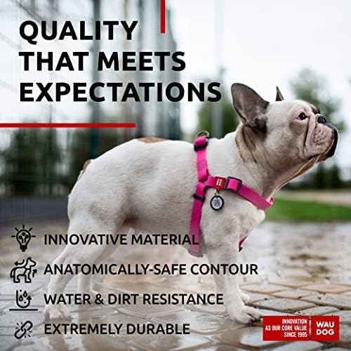 WAUDOG Waterproof Dog Harness with QR Code Tag & Metal Clasp