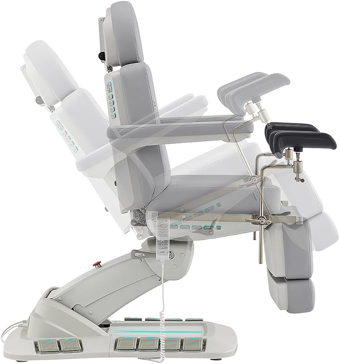 Dir Medical Spa Chair 4-Motor Electric Medical Examination Room Table with Stirrups Spa Beauty Bed Esthetician Chair Facial Bed with Position Memory Function Geneva