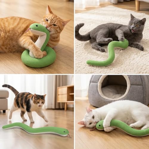 Shudyear Cat Snake Toy with Catnip, Crinkle Cat Toy for Cats, Soft Plush Kicker Toy for Indoor Cats, Interactive Cat Toy for Exercise & Stress Relief