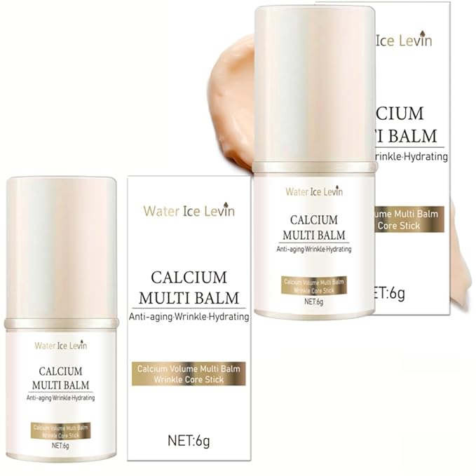 Water Ice Levin 2PCS Calcium Multi Balm, Calcium Volume Multi Balm, Wrinkle Removal Stick, Collagen Moisturing Stick, Anti-aging, Hydrating, Firming Skin, Suitable for Eyes, Face, Neck