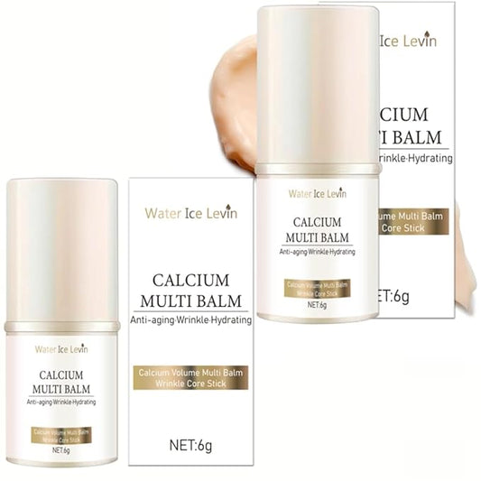 Water Ice Levin 2PCS Calcium Multi Balm, Calcium Volume Multi Balm, Wrinkle Removal Stick, Collagen Moisturing Stick, Anti-aging, Hydrating, Firming Skin, Suitable for Eyes, Face, Neck
