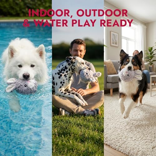 petlou Squeak Toys for Aggressive Chewers Small Medium Breed Chew Toys,Fetch Ball Indoor Ball Toys,Sqeaky Dog Toys (4" EZ Squeaky Rabbit)