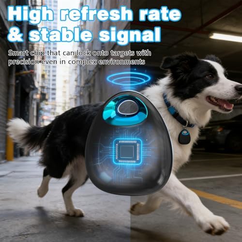 GPS Dog & Cat Tracker 1Year Replaceable Battery No SIM Card or Monthly Fees | iOS & Android App, 1-Minute Location Updates, IPX7 Waterproof, Built-In Attachment Loop for Flexible Use