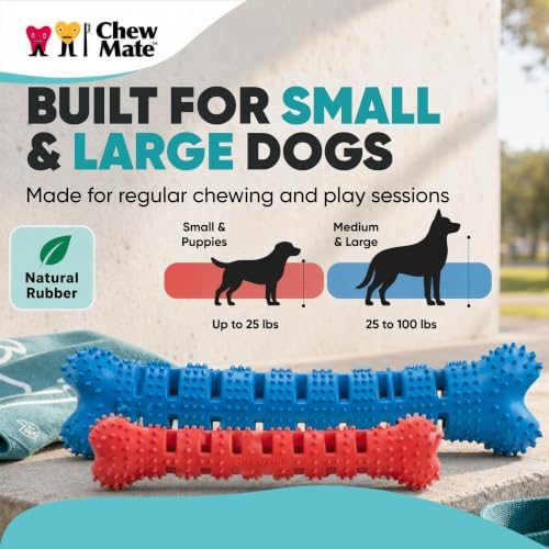 Dog Teeth Cleaning Toy | Treat-Dispensing Dog Dental Chew Toy | Rubber Bristles & Floss Slots Clean Teeth, Gums, Tongue | For Small Dogs/Puppies