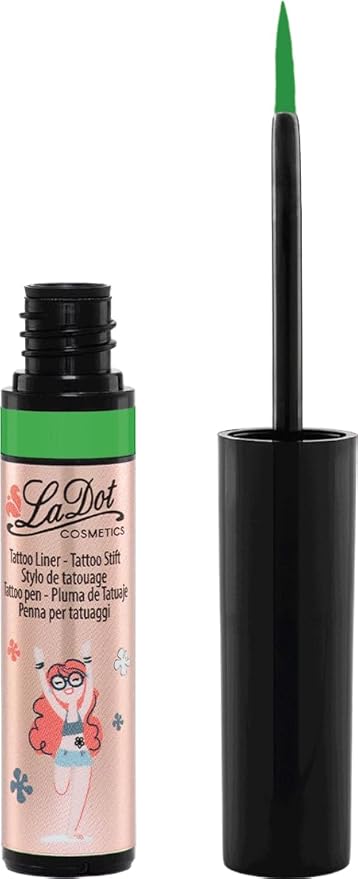 LaDot Temporary Tattoo Liner Pen – Fine Tip Waterproof Body Art Marker for Drawing Custom Skin Designs – Ideal for Temporary Tattoos, Festivals, Parties & More (Green)