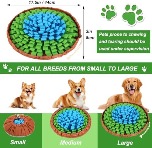SZEE Snuffle Mat for Dogs, Adjustable Sniffing Mat for Smell Training and Slow Eating, Dog Snuffle Pad for Mental Stimulation and Enrichment, Interactive Toys for Pets (Blue and Green)