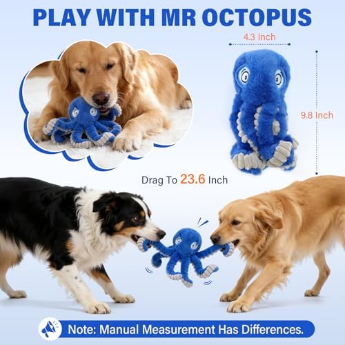 Interactive Octopus Dog Squeaky Toy - Plush Crinkle Tug & Chew