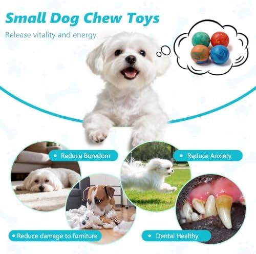 Squeaky Dog Balls, 4 Pack Soft Latex Small Dog Toys for Puppies Small Breeds, 2.0" Interactive Bouncy Fetch & Chew Toys for Puppy Training and Playing