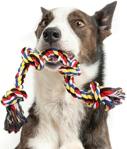 QDAN Dog Rope Toys for Aggressive Chewers, Indestructible Dog Toy, Tough Cotton Chew Toy for Medium Large Dogs