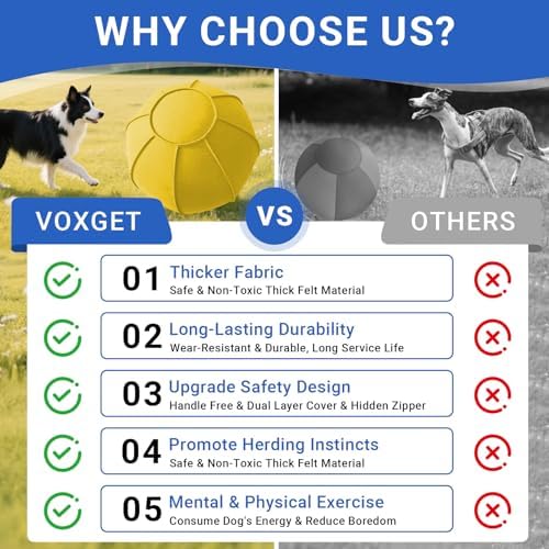 Herding Ball Toy for Dogs and Horses, 25" Thickened Durable Herding Ball Set for Australian Shepherd, Interactive Dog Train Toys for Large Breeds Outdoor, for Pet Use Only (Light Yellow,L)