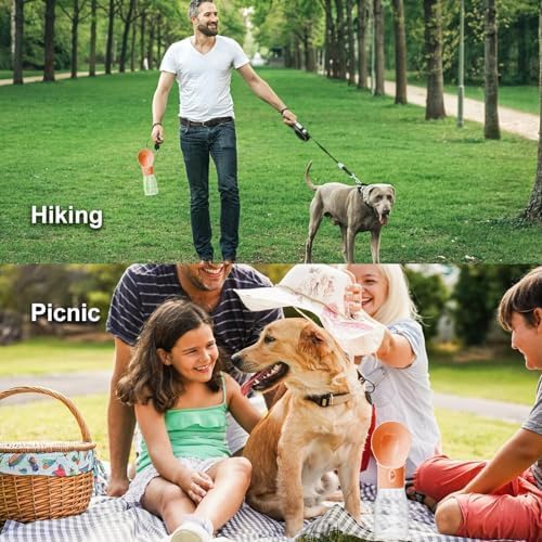 Dog Water Bottle, Widen Sink Portable Dogs Water Dispenser, Orange, 17oz