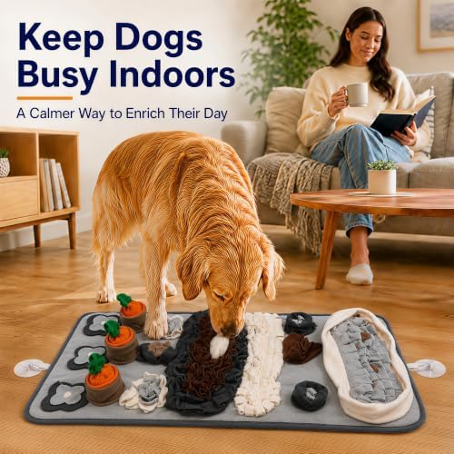 Snuffle Mat for Dogs – Extra Large 32'' x 20'', Washable Slow Feeder Dog Toy, Durable Interactive Dog Puzzle for Mental Stimulation & Nosework Training, with Anti-Slip Suction Cups