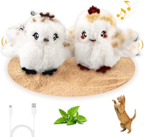 Gigwi Interactive Cat Toys for Indoor Cats, Flapping and Chirping Catnip Toys for Cat Exercise, Automatic Cat Toy with Beating Wings & Real Feather Tail, Rechargeable Cat Kicker Toy Prince & Princess