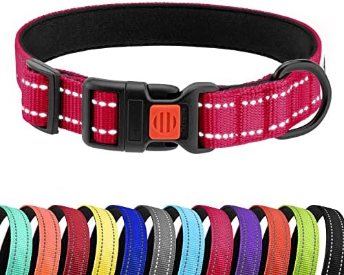 Reflective Dog Collar, Quick-Release Buckle (Pink, 14-18 Inch)