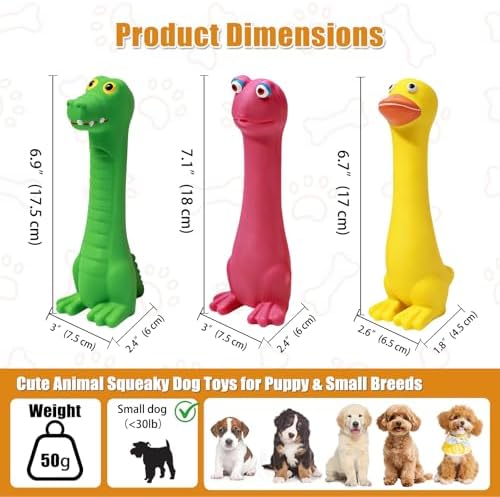 SCHITEC Latex Squeaky Dog Toys, Animal Toy Set for Small Puppies & Medium Breed Dogs, Interactive Puppy Play for Boredom Relief