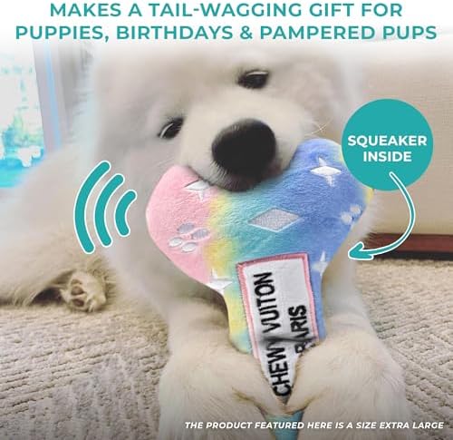 Haute Diggity Dog Chewy Vuiton Bone Plush Dog Toy, Designer Parody Toy